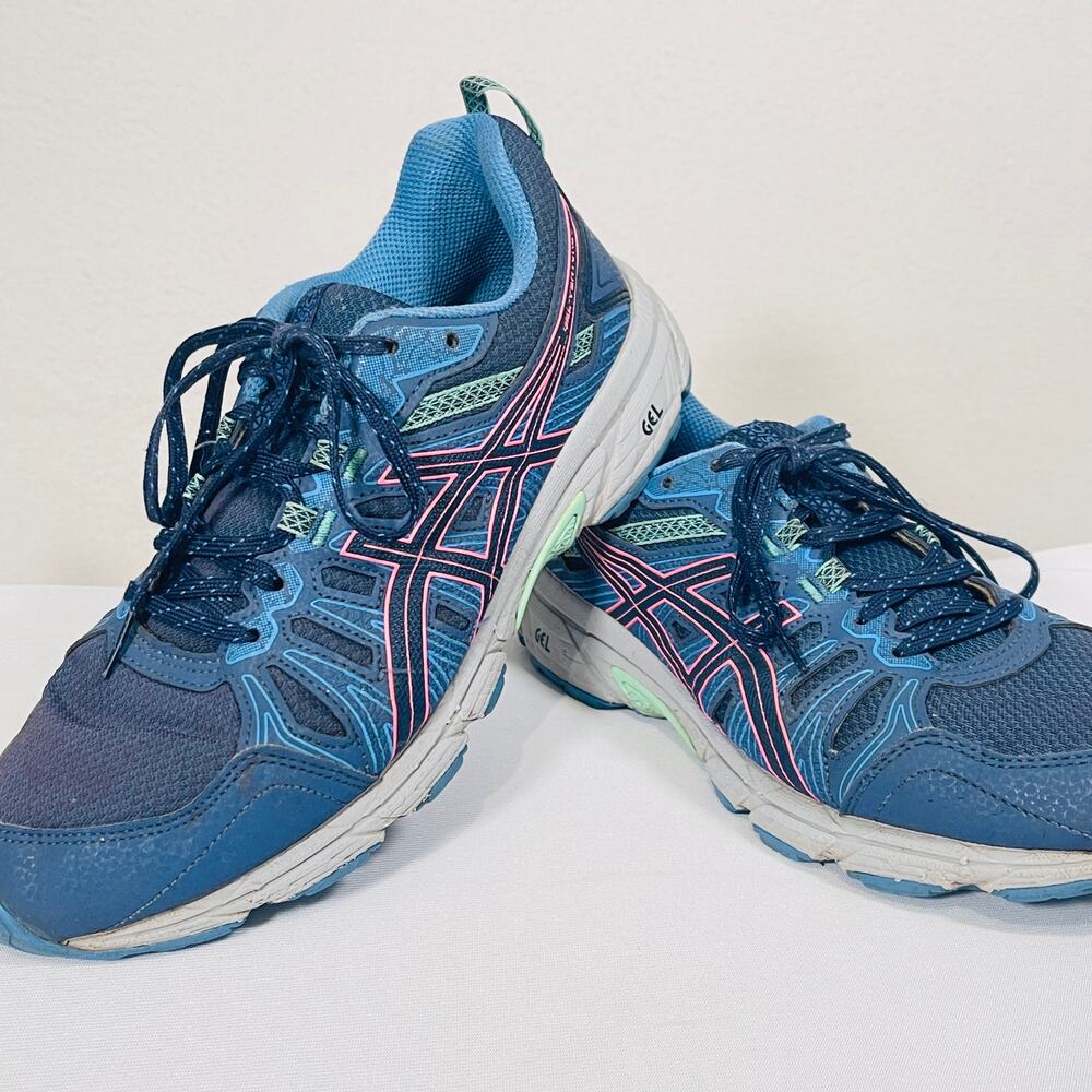 Asics Gel Venture 7 Running Shoes Womens 10 Blue Pink 1012A476 Gym Trainers